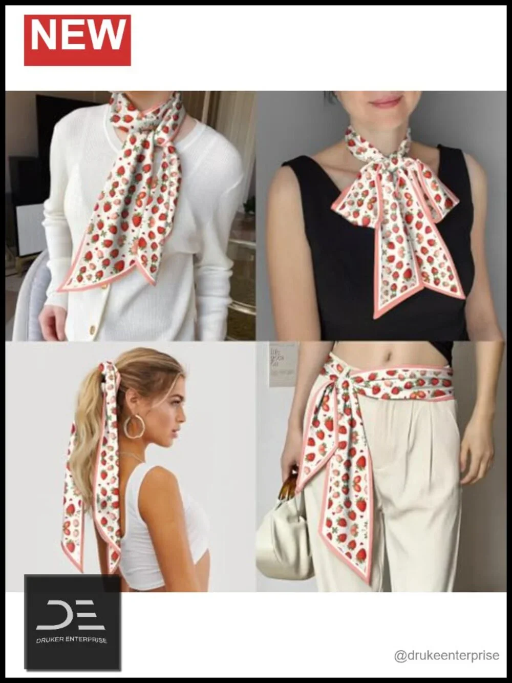 Polyester Satin Scarf - Fashion Hair Neck Scarf - Soft Silk Feeling